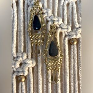 Bohemian Handmade Gold/Black Teardrop Earings‎